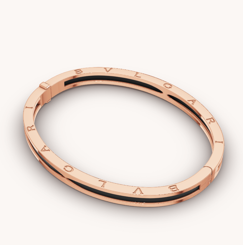 [Clover Jewellery]ZERO 1 ROSA GOLD MIT SCHWARZEM KERAMIKARMBAND