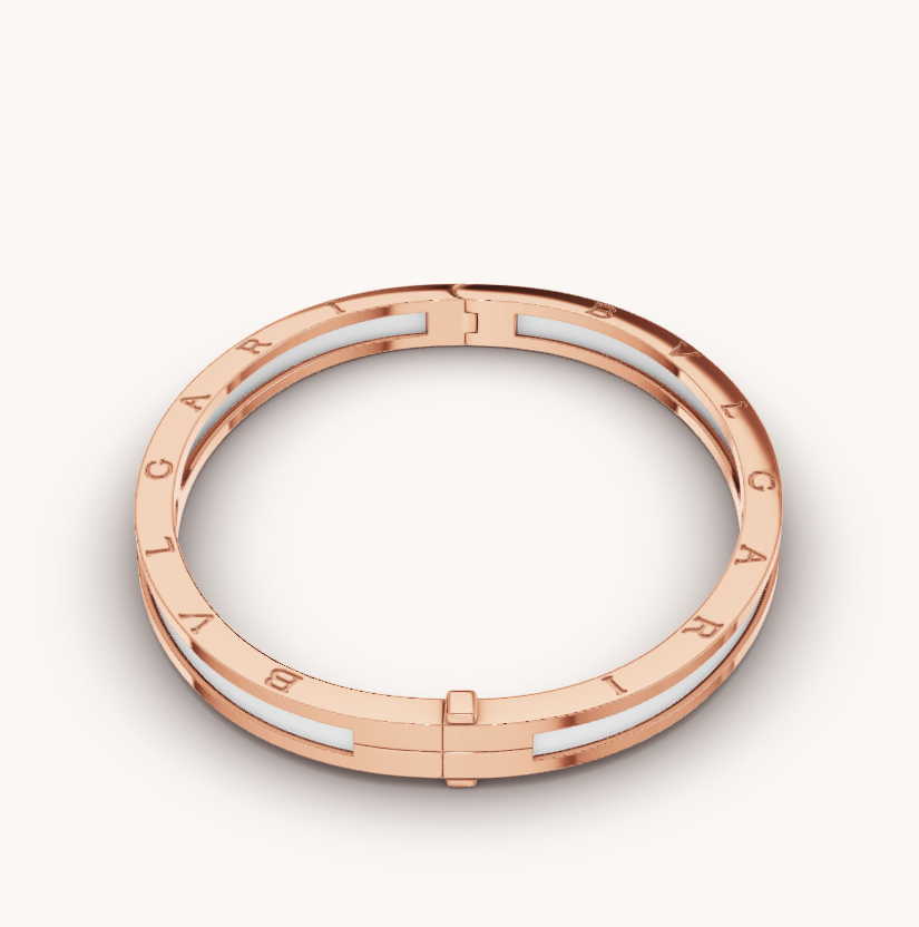 [Clover Jewelry]ZERO 1 PINK GOLD WITH WHITE CERAMIC BRACELET