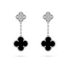 [Clover Jewelry]CLOVER 2 MOTIVE  DIAMANT ONYX OHRRINGE SILBER