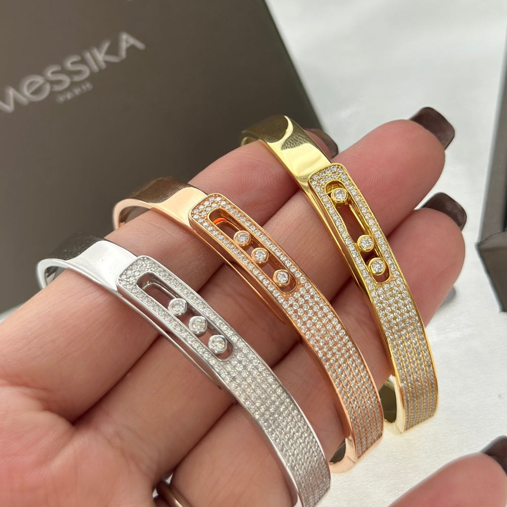 [Clover Jewelry]Move Noa Rose Gold Pavé Diamond Bangle Bracelet