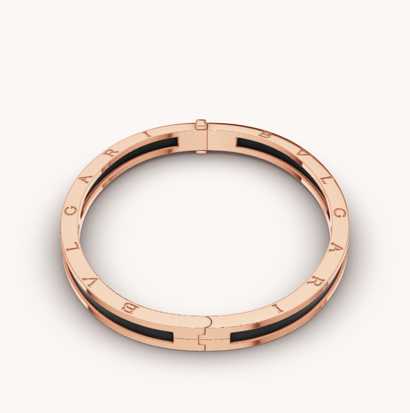 [Clover Jewelry]ZERO 1 PINK GOLD WITH BLACK CERAMIC BRACELET