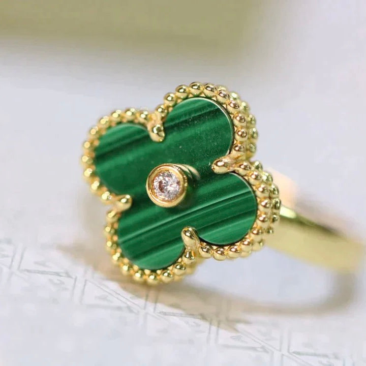 [Clover Jewelery]CLOVER MALACHITE RING GOLD DIAMOND