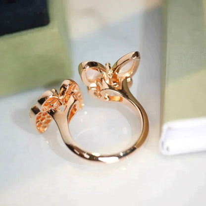 [Clover Jewelery]TWIN BUTTERFLY DIAMOND MOP RING