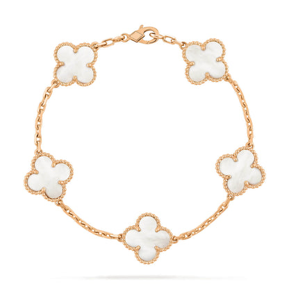 [Clover Jewelery]CLOVER  5 MOTIF WHITE MOP BRACELET