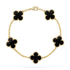 [Clover Jewelry]CLOVER  5 MOTIFS BLACK ONYX BRACELET