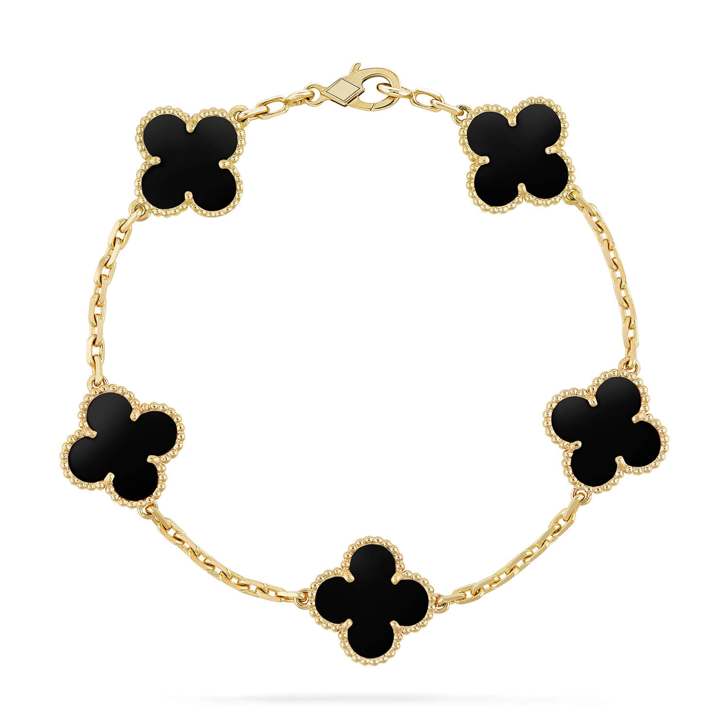 [Clover Jewelry]CLOVER  5 MOTIFS BLACK ONYX BRACELET