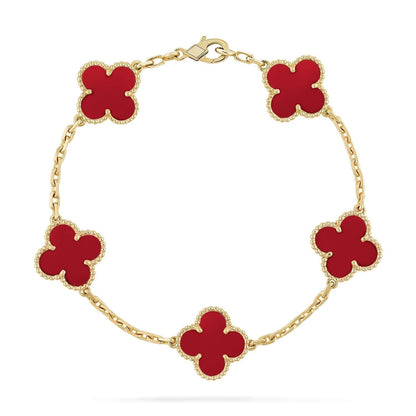 [Clover Jewelery]CLOVER 5 MOTIFS RED AGATE  BRACELET