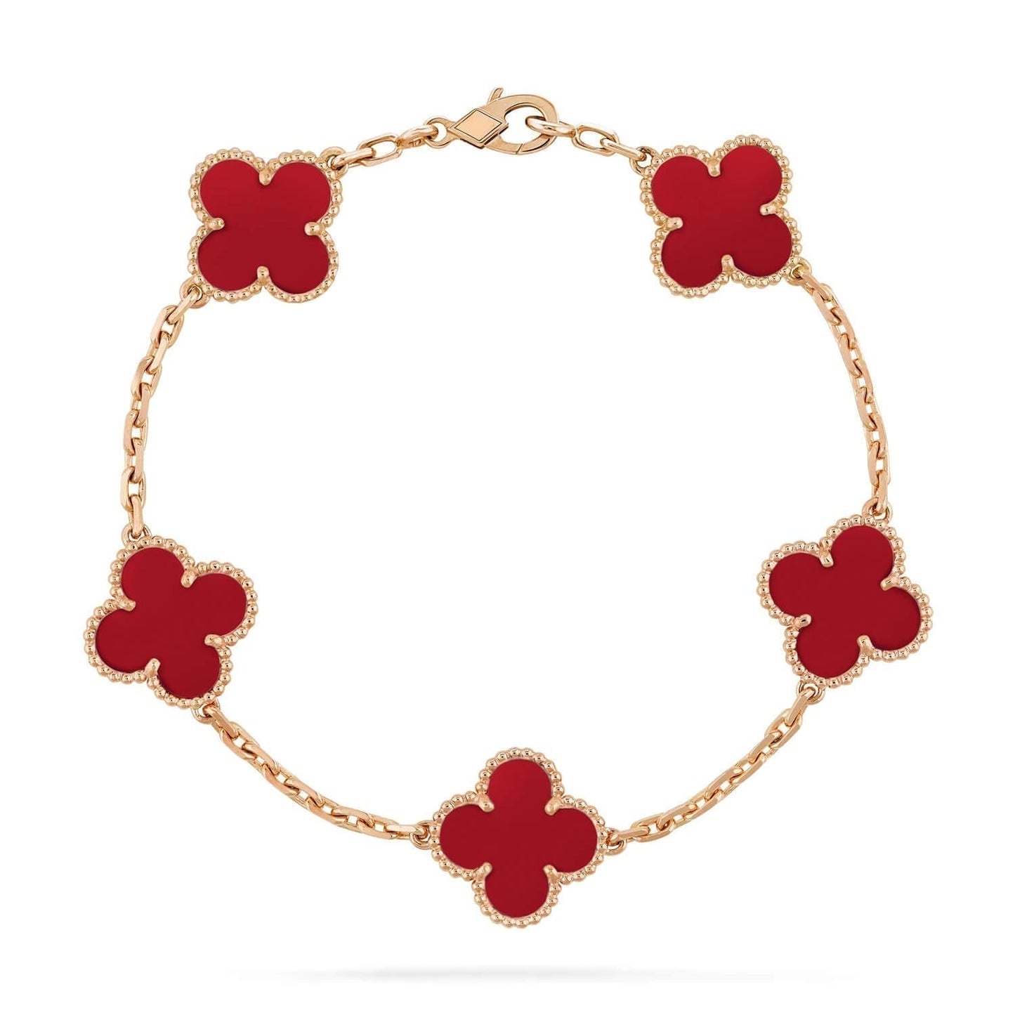 [Clover Jewelery]CLOVER 5 MOTIFS RED AGATE  BRACELET