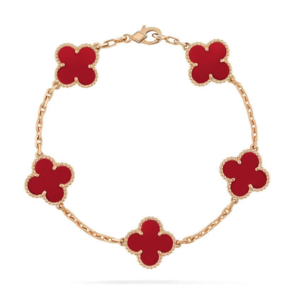 [Clover Jewelery]CLOVER 5 MOTIFS RED AGATE  BRACELET