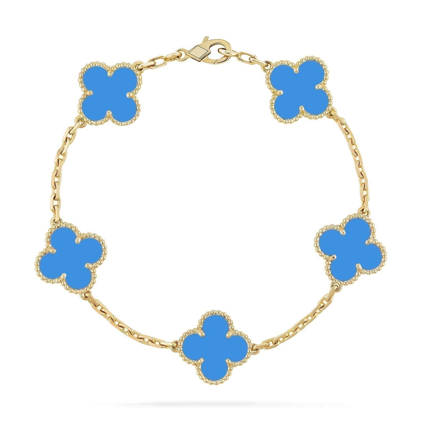 [Clover Jewelery]CLOVER 5 MOTIFS BLUE AGATE BRACELET