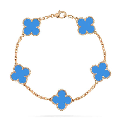 [Clover Jewelery]CLOVER 5 MOTIFS BLUE AGATE BRACELET