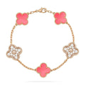 [Clover Jewelry]クローバー 5モチーフ ダイヤモンド ピンクMOP ピンクゴールド ブレスレット