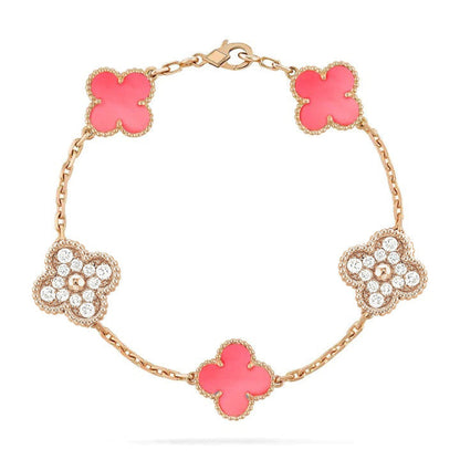 [Clover Jewelry]CLOVER 5 MOTIV DIAMOND PINK MOP PINK GOLD ARMBAND