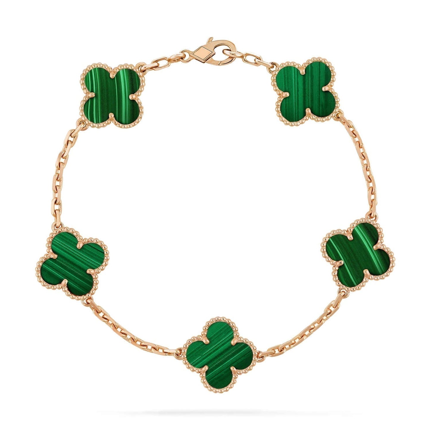[Clover Jewelery]CLOVER 5 MOTIFS MALACHITE BRACELET