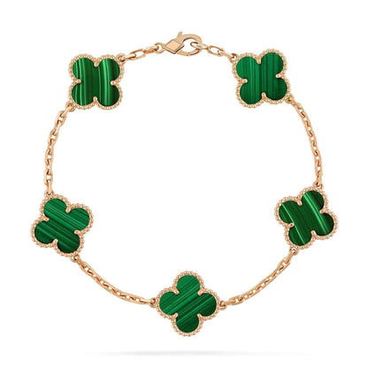 [Clover Jewelery]CLOVER 5 MOTIFS MALACHITE BRACELET