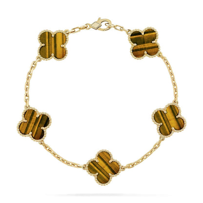 [Clover Jewelery]CLOVER  5 MOTIFS TIGER EYE BRACELET