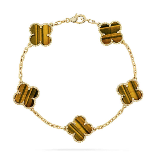 [Clover Jewelery]CLOVER  5 MOTIFS TIGER EYE BRACELET