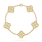 [Clover Jewelry]クローバー 5モチーフ フルダイヤブレスレット
