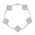 [Clover Jewelry]クローバー 5モチーフ ダイヤモンド ブレスレット シルバー