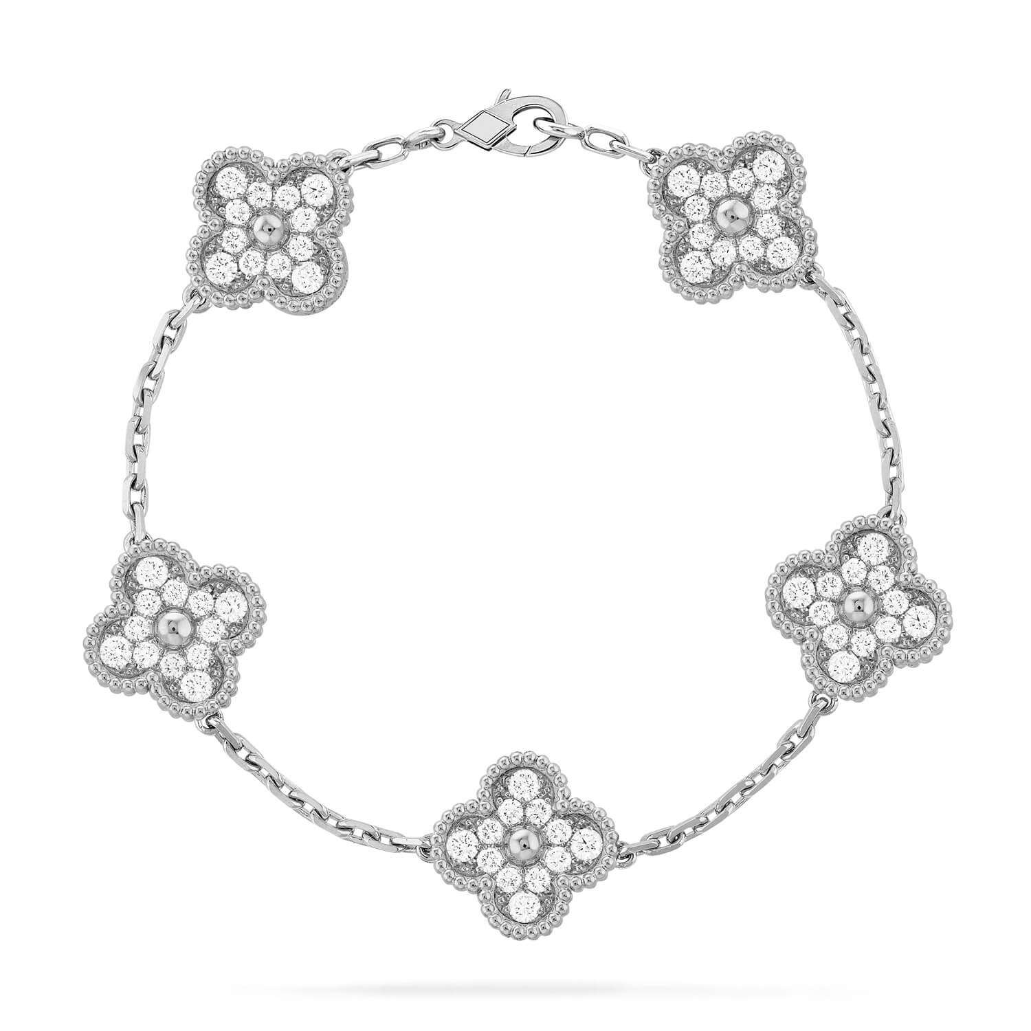 [Clover Jewelry]CLOVER 5 MOTIFS  DIAMOND BRACELET SILVER