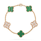 [Clover Jewelry]クローバー 5モチーフ マラカイト ダイヤモンド ブレスレット