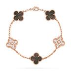 [Clover Jewelry]クローバー 5モチーフ グレーMOP ダイヤモンド ブレスレット
