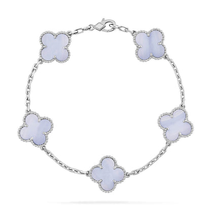 [Clover Jewelery]CLOVER  5 MOTIF PURPLE CHALCEDONY BRACELET SILVER