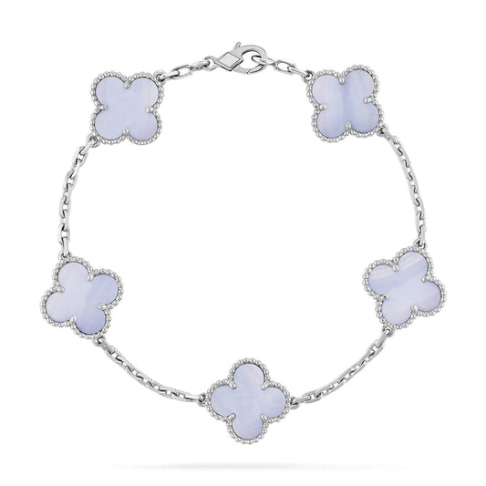 [Clover Jewelery]CLOVER  5 MOTIF PURPLE CHALCEDONY BRACELET SILVER