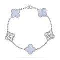 [Clover Schmuck]CLOVER 5 MOTIV DIAMANT LILA CHALCEDON ARMBAND SILBER