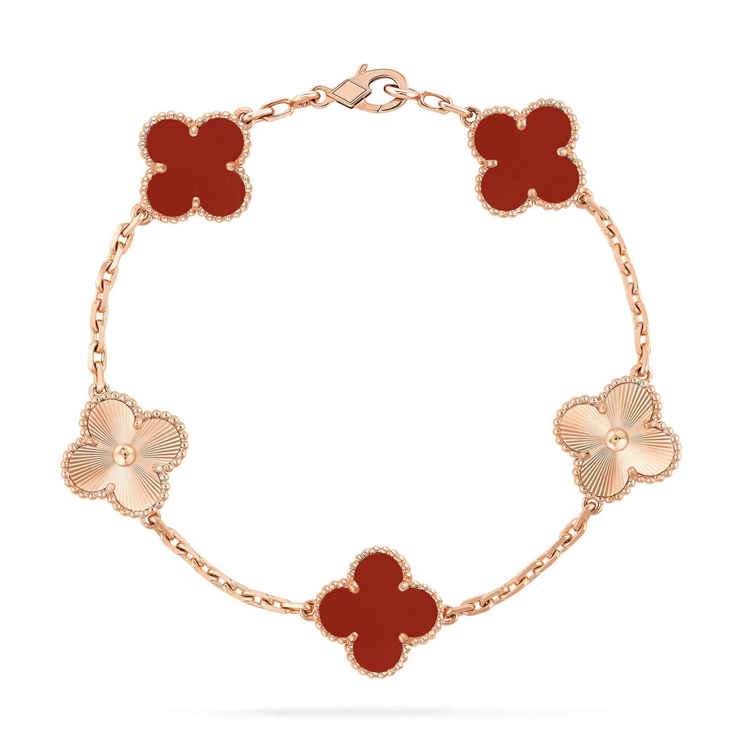 [Clover Jewelery]CLOVER  5 MOTIFS CARNELIAN GOLD BRACELET