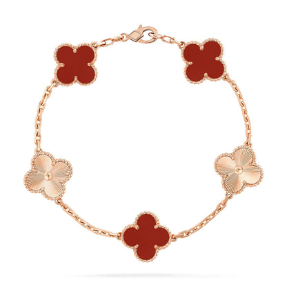 [Clover Jewelery]CLOVER  5 MOTIFS CARNELIAN GOLD BRACELET