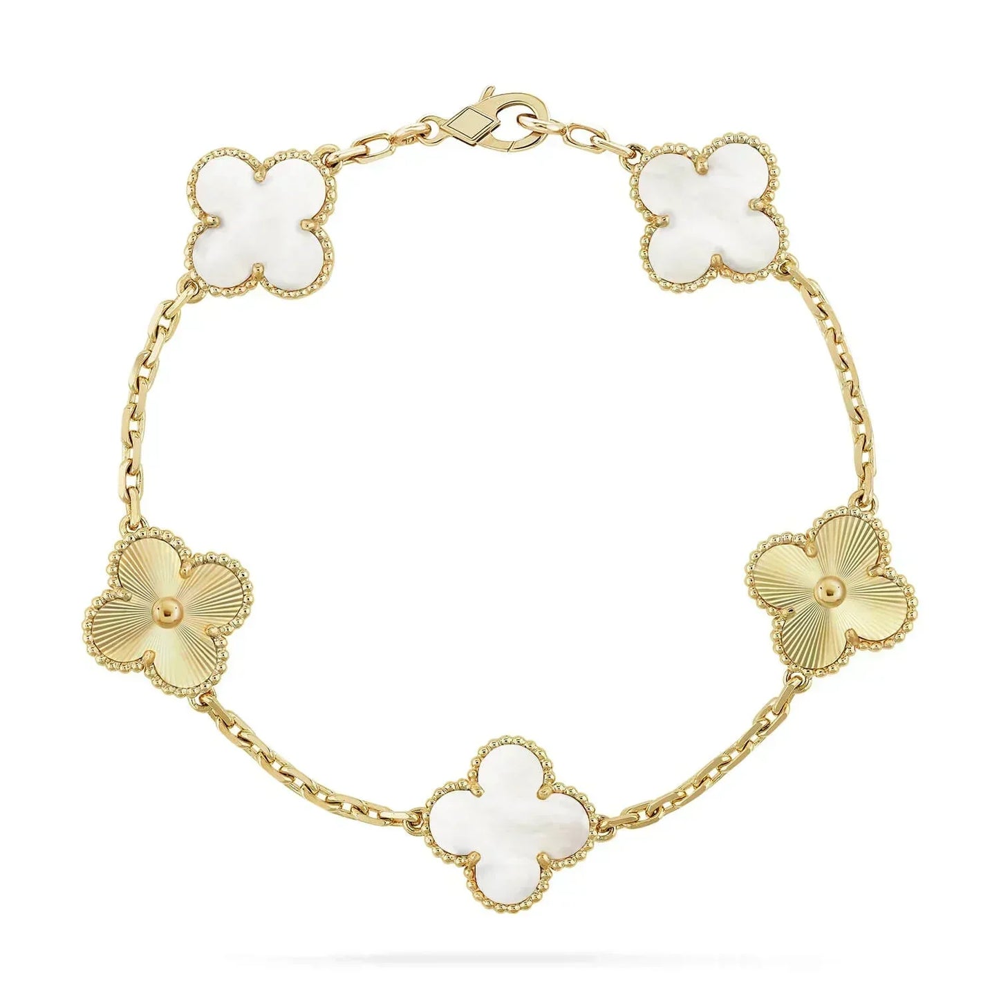 [Clover Jewelery]CLOVER BRACELET 5 MOTIF WHITE MOP PINK GOLD