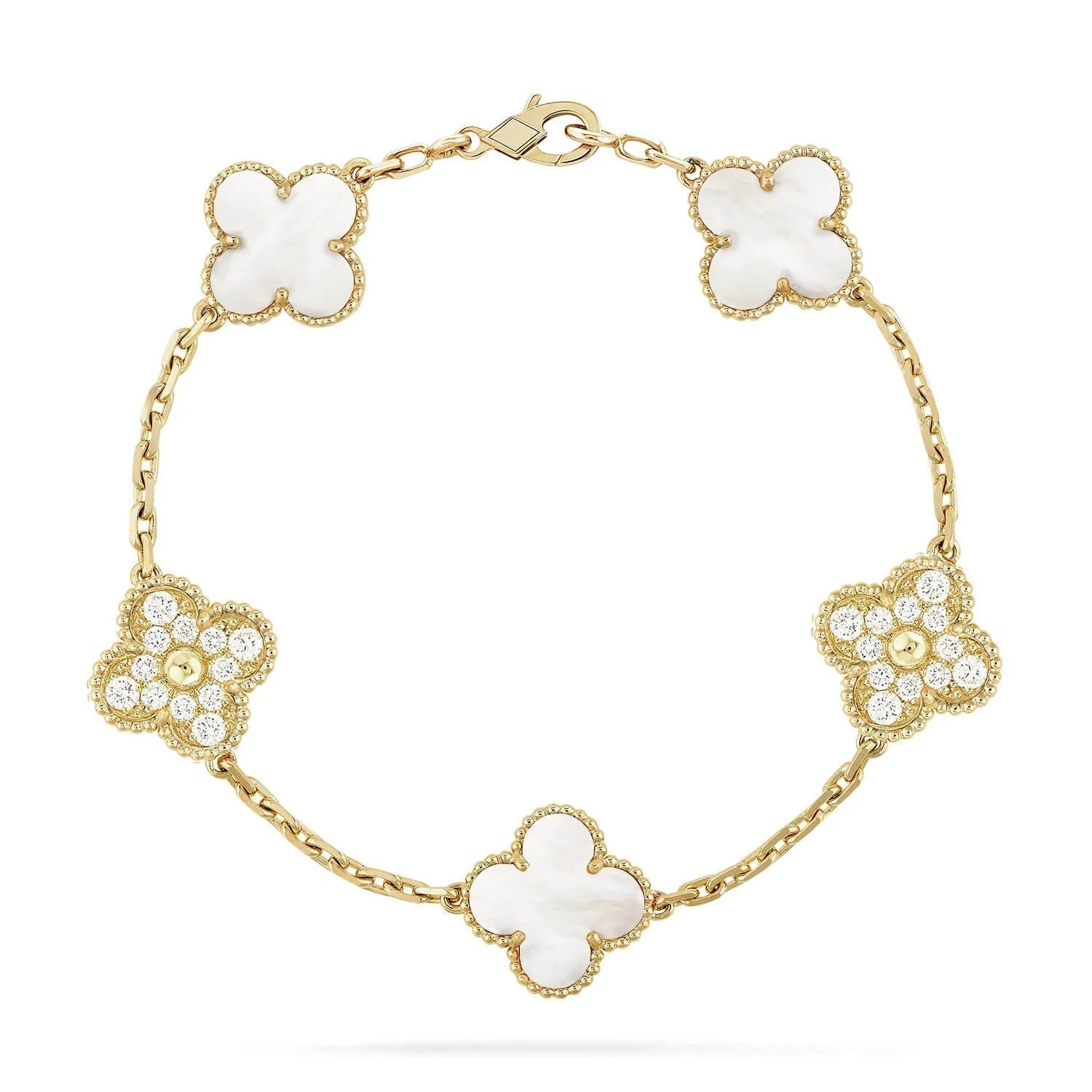 [Clover Jewelry]CLOVER BRACELET 5 MOTIF WHITE MOP DIAMOND