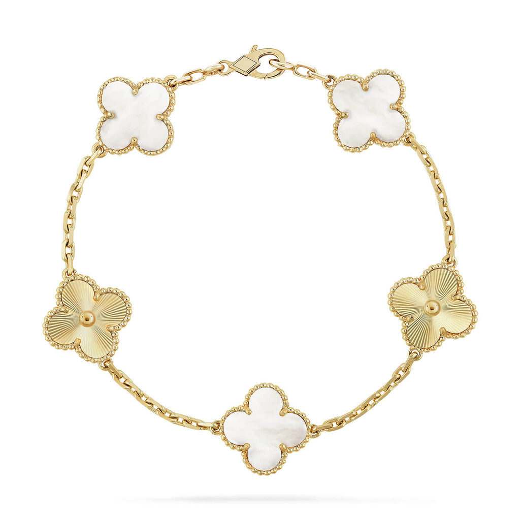 [Clover Jewelry]CLOVER 5 MOTIF WHITE MOP レーザーブレスレット
