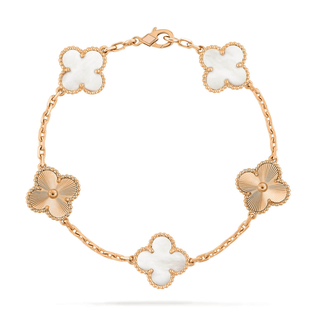[Clover Jewelry]CLOVER 5 MOTIF WHITE MOP レーザーブレスレット