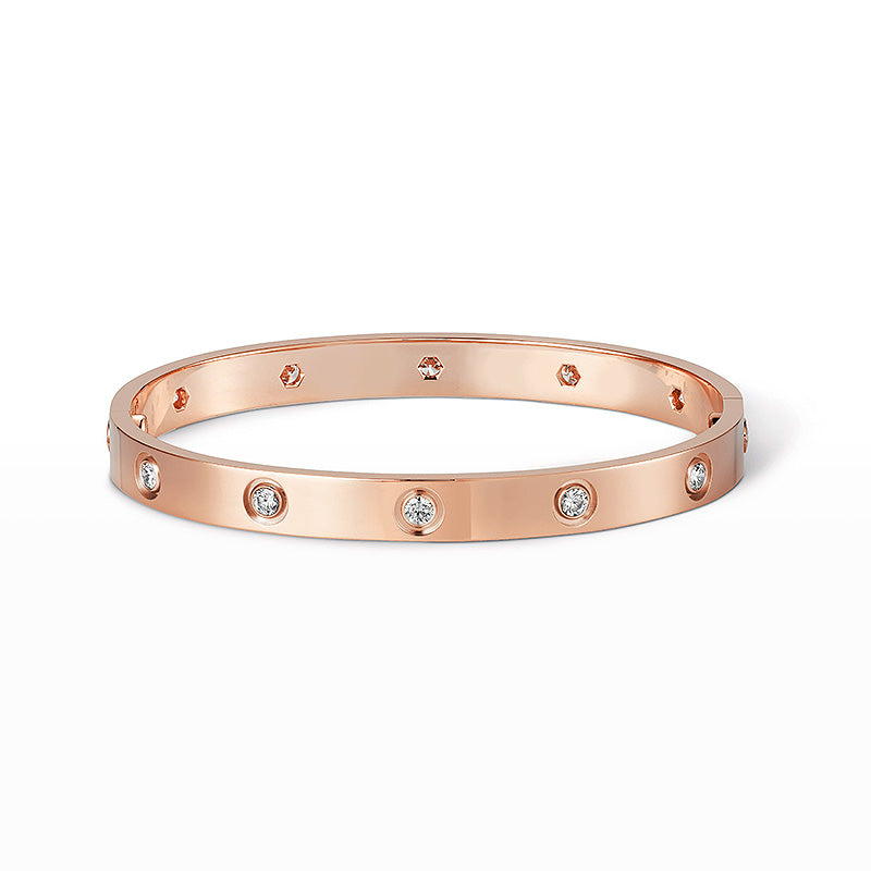 [Clover Jewelry]ラブブレスレット 6.1mm ダイヤモンド10石