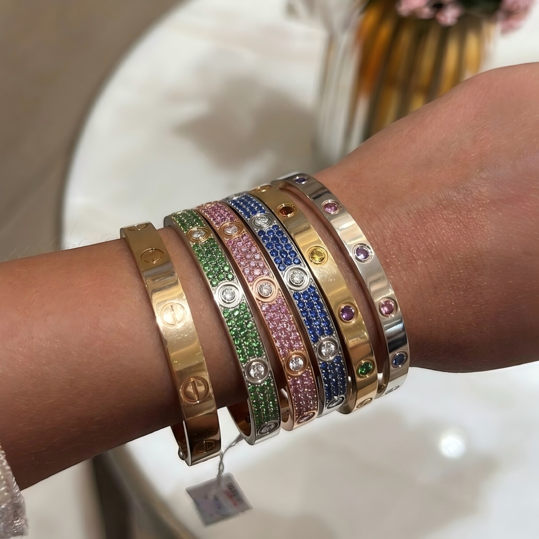 [Clover Jewelry]2026 PAVE GEMSTONE LOVE BRACELET 6.1MM 10 DIAMONDS