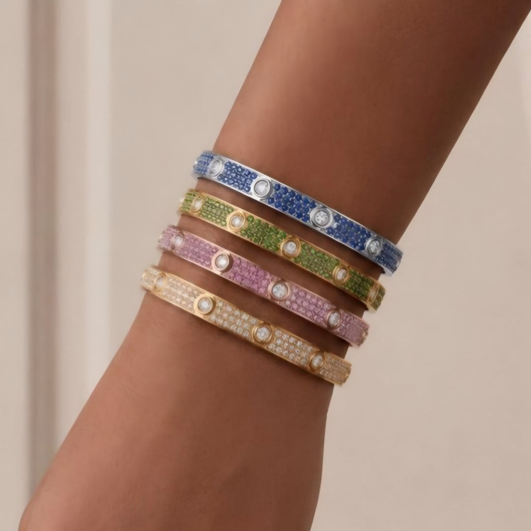 [Clover Jewelry]2026 PAVE GEMSTONE LOVE BRACELET 6.1MM 10 DIAMONDS
