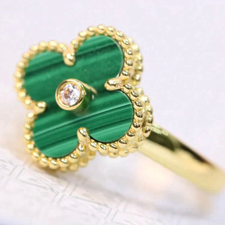 [Clover Jewelery]CLOVER MALACHITE RING GOLD DIAMOND