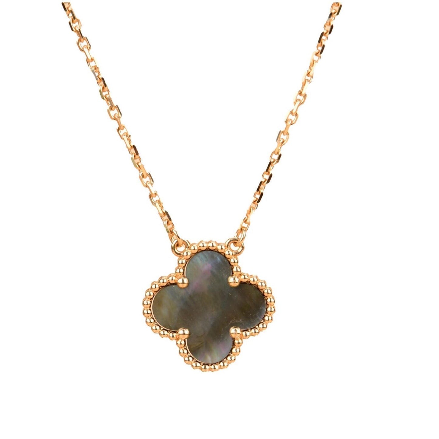 [Clover Jewelery]CLOVER 15MM  GRAY MOTHER OF PEARL NECKLACE