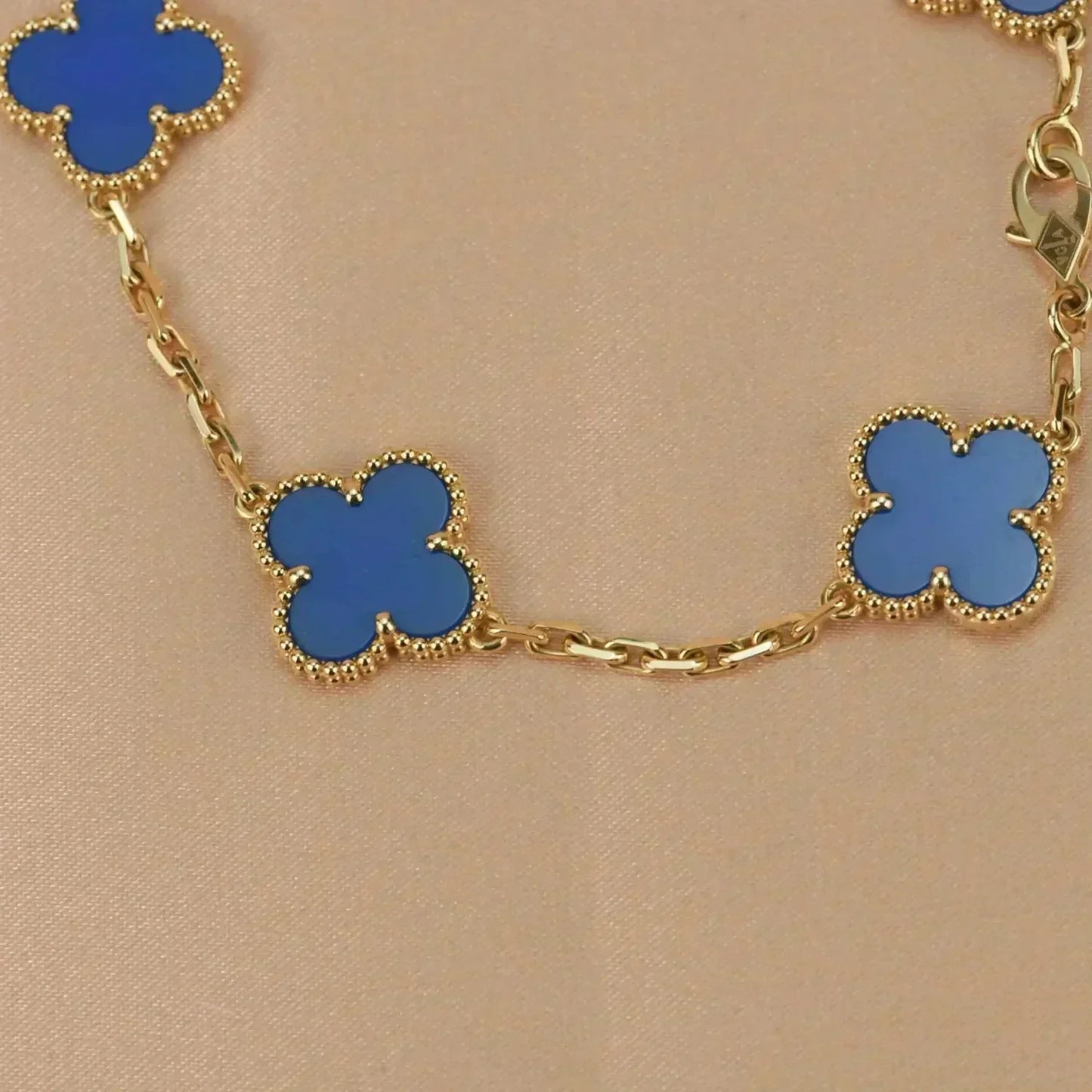 [Clover Jewelery]CLOVER 5 MOTIFS BLUE AGATE BRACELET