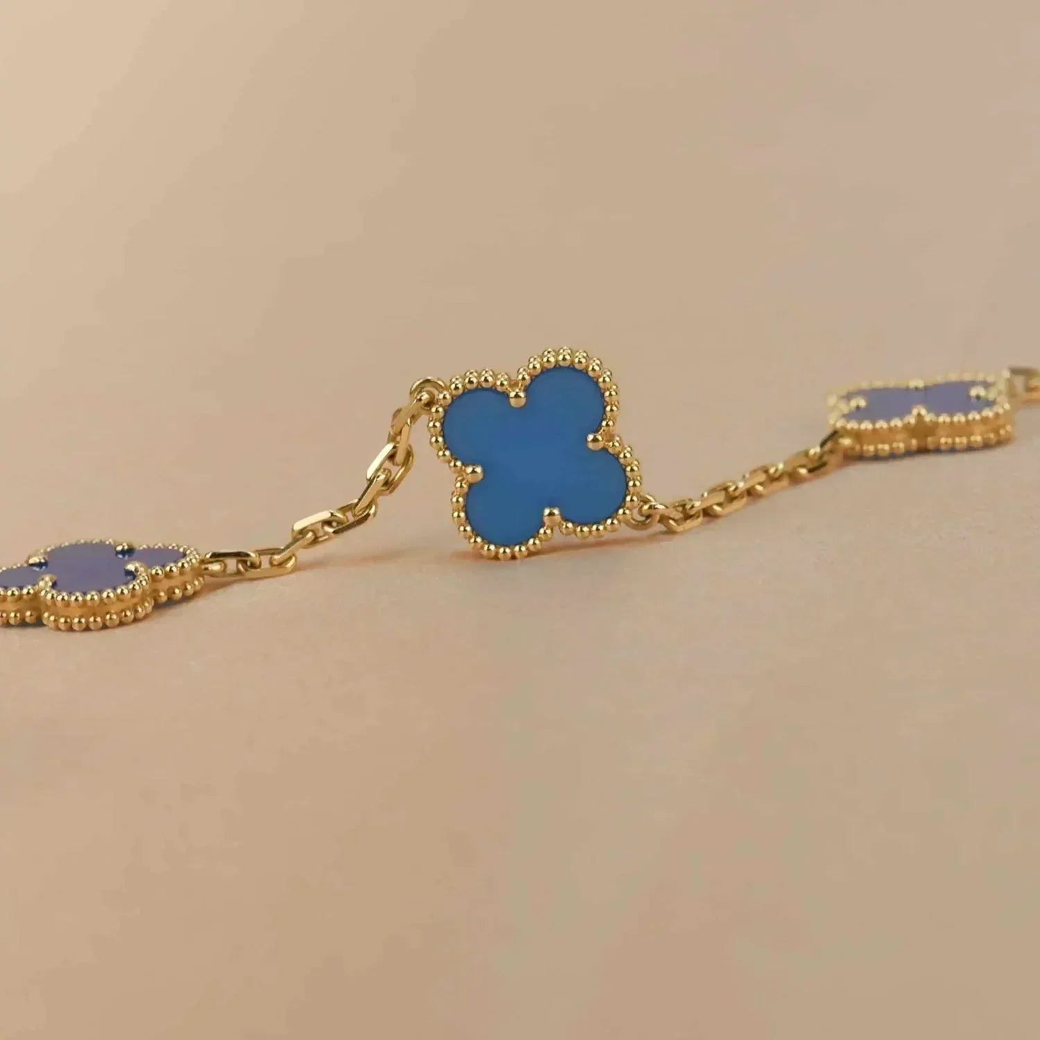 [Clover Jewelry]CLOVER 5 MOTIFS BLUE AGATE BRACELET