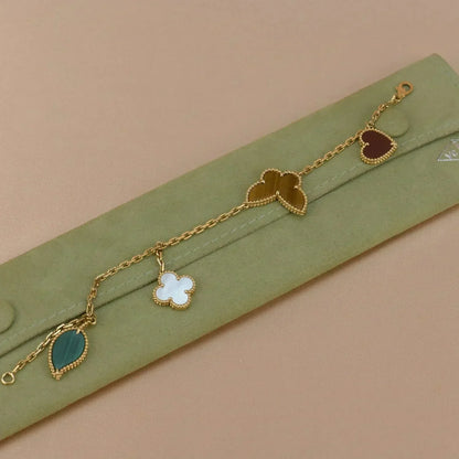 [Clover Jewelery]LUCKY SPRING 5 MOTIF GOLD BRACELET