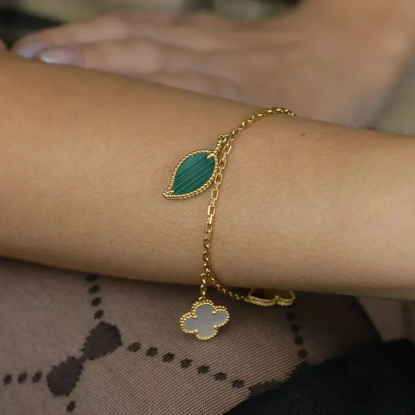 [Clover Jewelery]LUCKY SPRING 5 MOTIF GOLD BRACELET