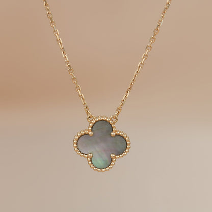 [Clover Jewelery]CLOVER 15MM  GRAY MOTHER OF PEARL NECKLACE