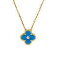 [Clover Jewelry]CLOVER 15MM DIAMANT- UND BLAUER ACHAT-HALSKETTE