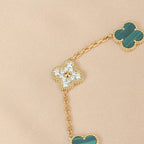 [Clover Jewelry]クローバー 5モチーフ マラカイト ダイヤモンド ブレスレット