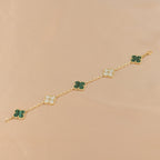 [Clover Jewelry]クローバー 5モチーフ マラカイト ダイヤモンド ブレスレット
