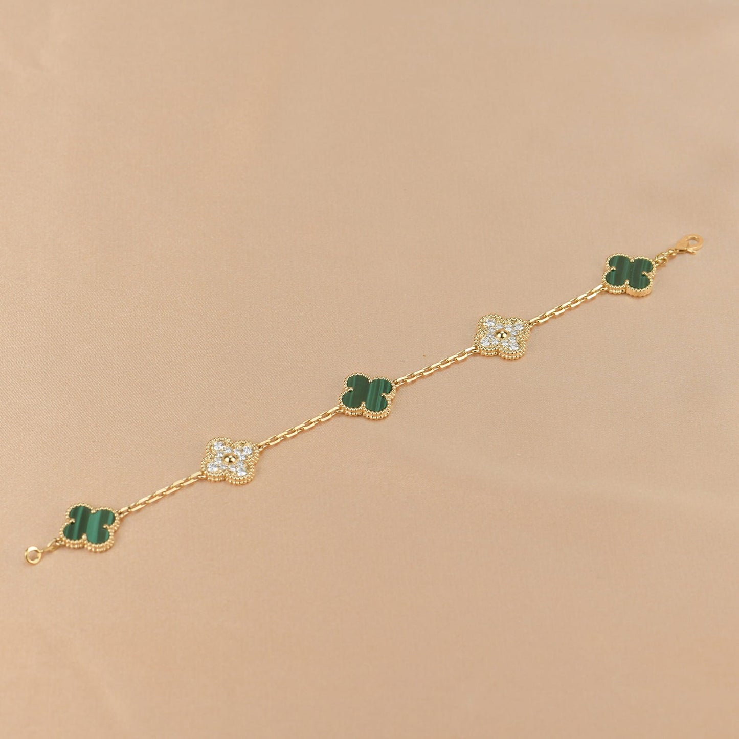 [Clover Jewelry]CLOVER 5 MOTIV MALACHIT DIAMOND ARMBAND