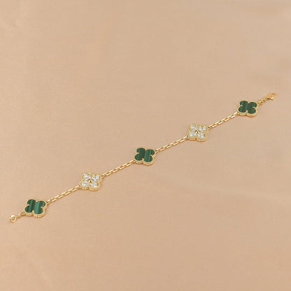[Clover Jewelry]CLOVER 5 MOTIV MALACHIT DIAMOND ARMBAND